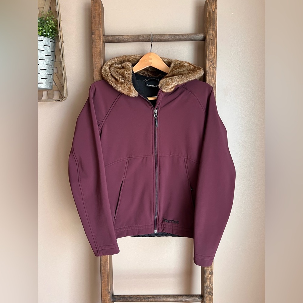 Marmot Women's Plum Hooded Ski Jacket with Faux-Fur Trim